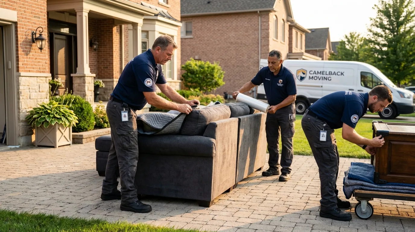 Large estate moving crew wrapping furniture in Valley Cottage, NY