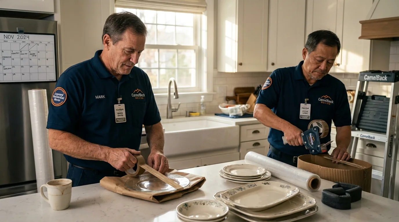 Professional crew packing kitchen dishware in Valley Cottage, NY